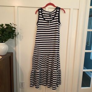 Navy and white striped tiered Gap dress